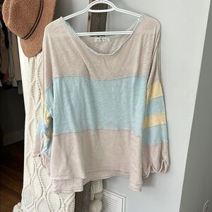 We the free people Bobbi tee color block striped oversized t-shirt